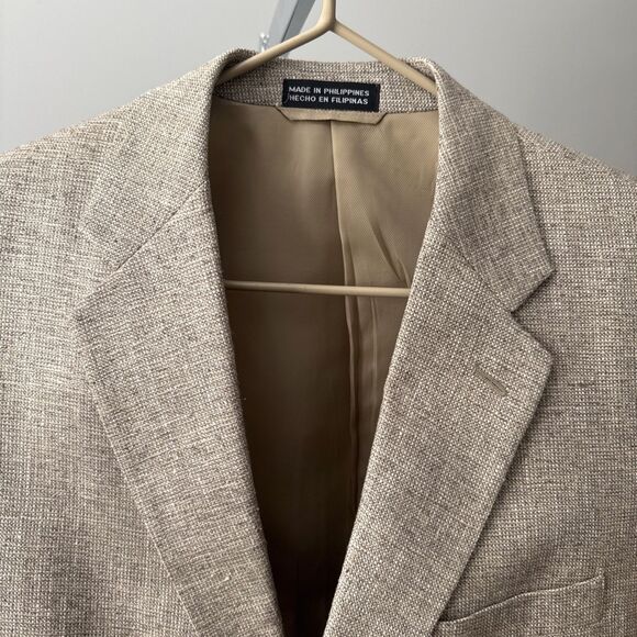 Mens Blazer 40R Tan Silk Tweed Towncraft Sport Coat Jacket Business Casual Light - Picture 2 of 13